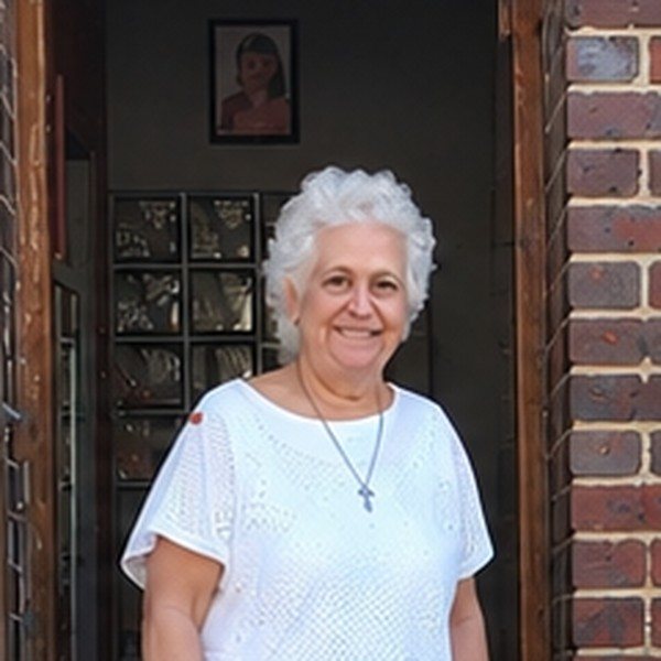 Valerie at her front door